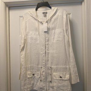 NWT Long White Creme Linen Jacket